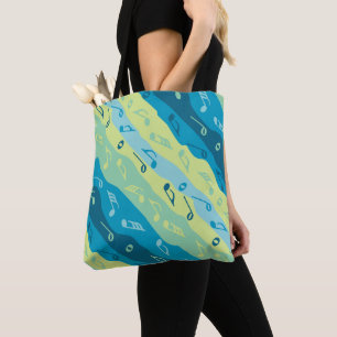 Muziek Note Strepen Blauw en Groen Draagtas