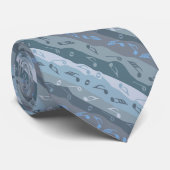 Muziek Note Strepen Blauw Stropdas (Opgerold)