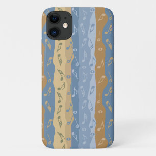 Muziek Note Strepen Bruin en Blauw iPhone 11 Hoesje