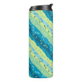 Muziek Note Strepen Bruin en Blauw Thermosbeker (Gedraaid links)