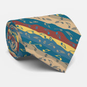 Muziek Note Stripes Blues en Browns Stropdas (Opgerold)