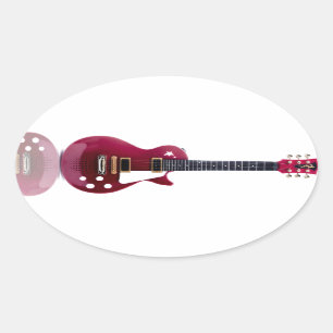 Muziek Noten Snaarinstrumenten Gitaar Vrede Liefde Ovale Sticker