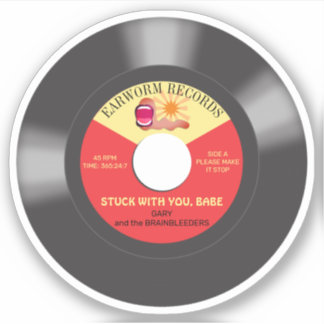 Muziek oorworm 45 vinyl plaat single gepersonalise sticker