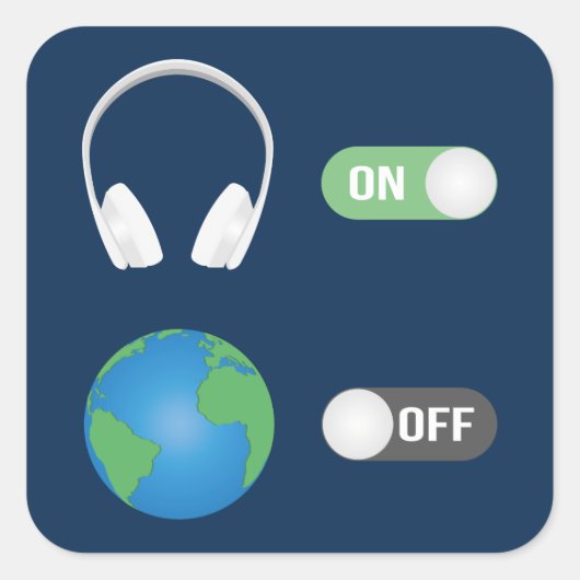 Muziek op wereld uit vierkante sticker (Voorkant)