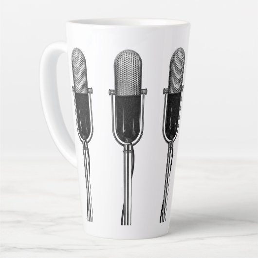 muziek, oude, gefashioned Retro-microfoon Latte Mok (Linkerhoek)