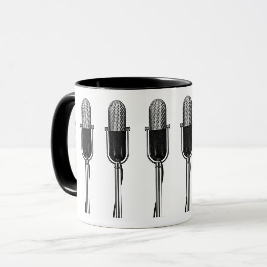 muziek, oude, gefashioned Retro-microfoon Mok (Voorkant links)