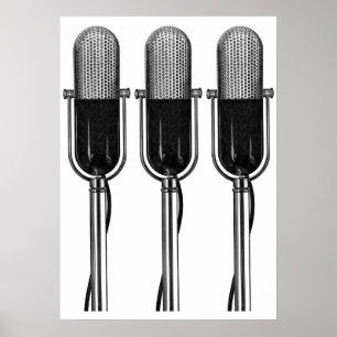 muziek, oude, gefashioned Retro-microfoon Poster