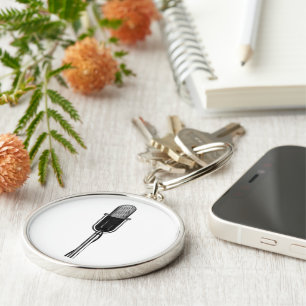 muziek, oude, gefashioned Retro-microfoon Sleutelhanger