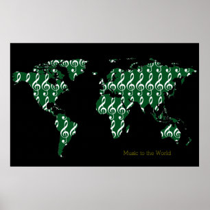 muziek over de hele wereld , map poster
