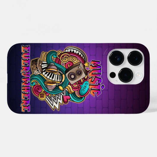 Muziek overal graffiti Case-Mate iPhone case (Achterkant (horizontaal))
