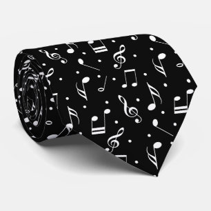Muziek Pattern Classy Black & White Musical Stropdas