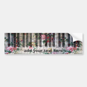 Muziek Piano Bloemen Bumpersticker