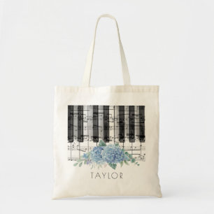 muziek piano Hydrangea bloemen naam Tote Bag