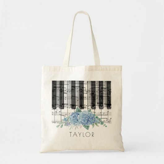 muziek piano Hydrangea bloemen naam Tote Bag (Voorkant)