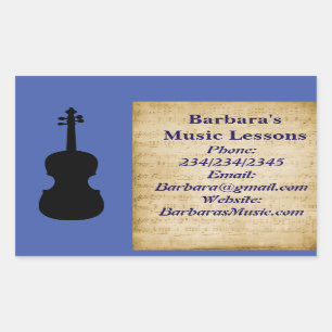 Muziek, piano of Violin Lessons Promotionele Stick Rechthoekige Sticker