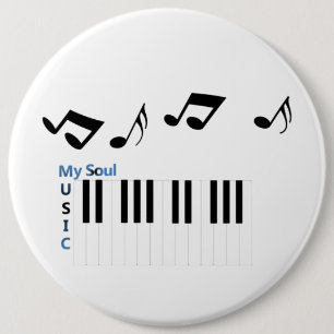 Muziek Piano Toets Muzieknoot Ronde Button 6,0 Cm