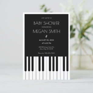 Muziek piano zwart-wit baby shower kaart