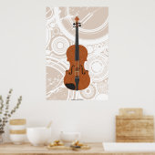 Muziek Poster: Violin 3D-model en -cirkels Poster (Keuken)