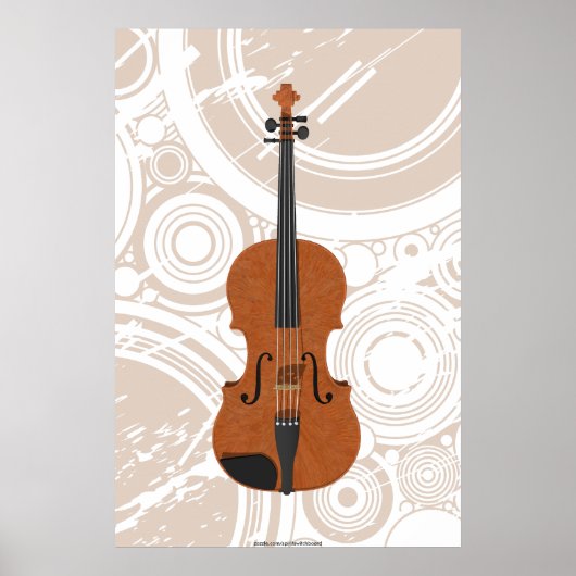 Muziek Poster: Violin 3D-model en -cirkels Poster (Voorkant)