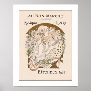 muziek print Lute Guitar Art Nouveau Book