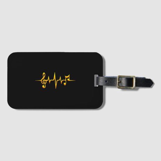 Muziek pulse Notes Clef Frequency Wave Sound Bagagelabel (Voorkant (horizontaal))