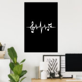 Muziek pulse Notes Clef Frequency Wave Sound Poster (Thuiskantoor)