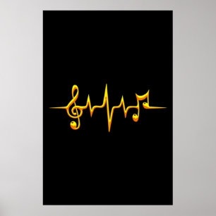 Muziek pulse Notes Clef Frequency Wave Sound Poster