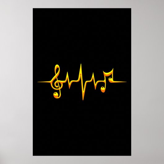 Muziek pulse Notes Clef Frequency Wave Sound Poster (Voorkant)