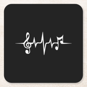 Muziek pulse Notes Clef Frequency Wave Sound Vierkante Kartonnen Onderzetter
