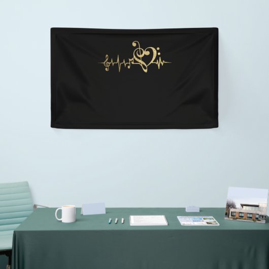 Muziek pulse Notes Clef Heartbeat Spandoek (Beurs)