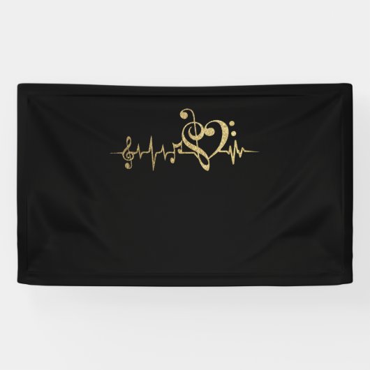 Muziek pulse Notes Clef Heartbeat Spandoek (Horizontaal)