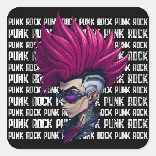 Muziek Punk Rock and Roll New Wave Band Cool Gig Vierkante Sticker (Voorkant)