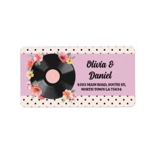 Muziek Record Bruiloft Bloemen 1950s Adresetikette Etiket