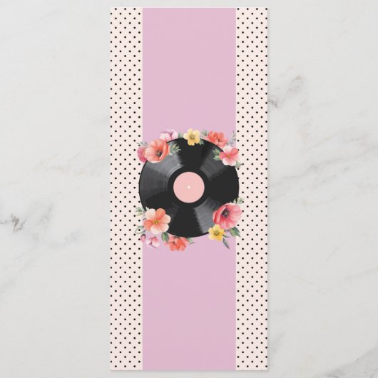 Muziek Record Bruiloft Bloemen jaren 1950 Menu (Achterkant)