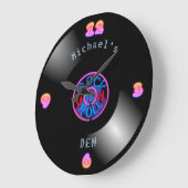 Muziek Record Muurklok Persoonlijke Neon Vinyl LP Grote Klok (Hoek)