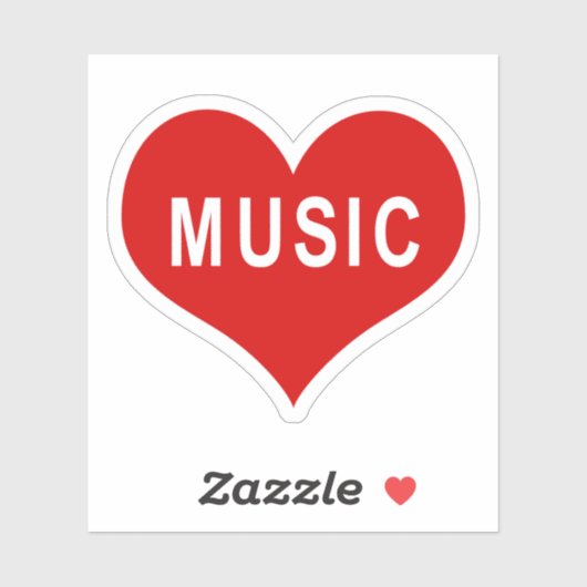MUZIEK Red Love Heart Vinyl Sticker (Vel)