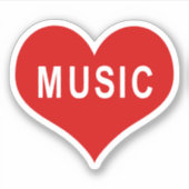 MUZIEK Red Love Heart Vinyl Sticker (Voorkant)