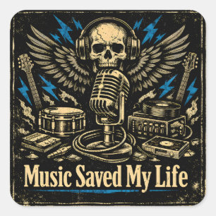 Muziek redde mijn leven – Emotionele Power Muziek Vierkante Sticker
