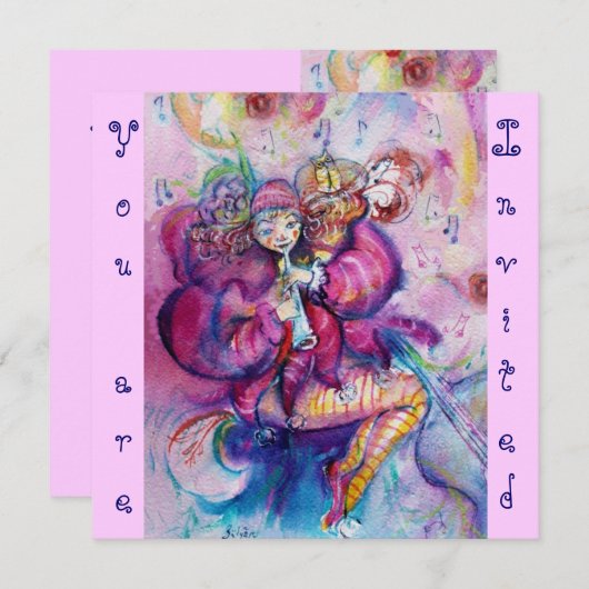 MUZIEK, roze blauw Kaart (Voorkant / Achterkant)