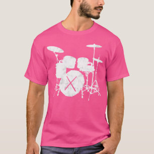 Muziek Shirt drumstel met drumsticks silhouet