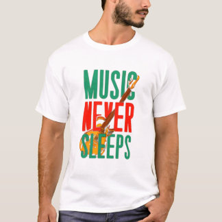 Muziek slaapt nooit t-shirt