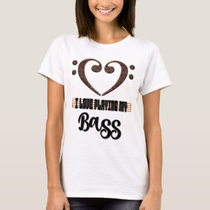 Muziek Sleutel Hart Ik Hou Van Mijn Bas Gespelen T-shirt
