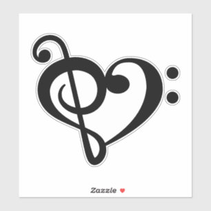 Muziek Sleutel Liefde Hart Vinyl Sticker