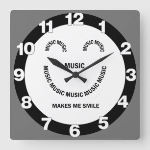 Muziek Smile Square Wandklok Vierkante Klok