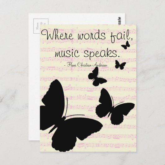 Muziek spreekt het Briefkaart van het Citaat (Voorkant / Achterkant)