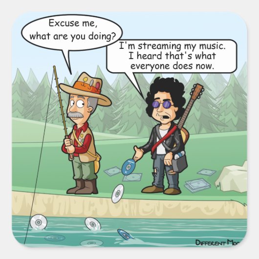 Muziek Streaming Funny Pun 20 Vierkante Stickers (Voorkant)