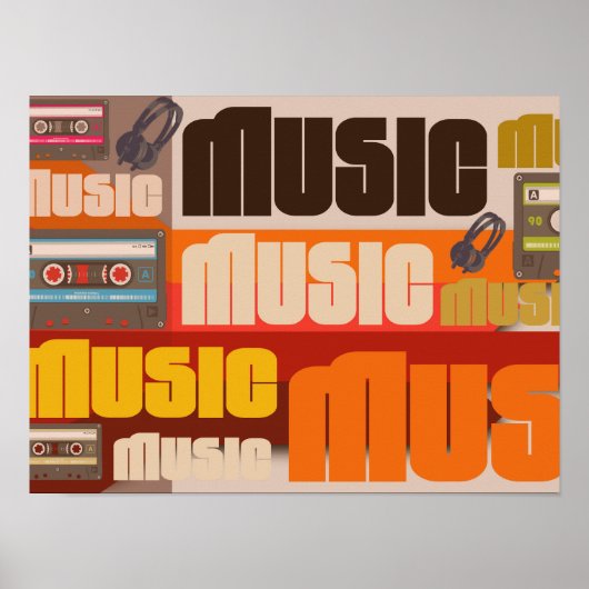Muziek  studio retro 80s hi fi audio art Thr Poster (Voorkant)