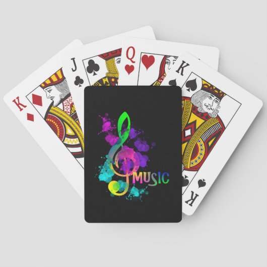 Muziek Thema Met Treble Sleutel in Regenboogkleure Pokerkaarten (Achterkant)