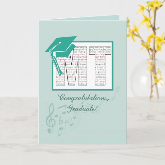 Muziek Therapie Afstuderen Gefeliciteerd, MT Pet Kaart (Gele Bloem)