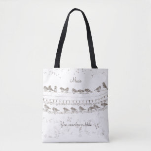 Muziek Tote Tas met Vogels - Gepersonaliseerd